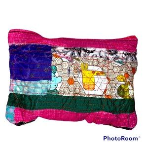 Handmade OOAK Pochette pouch make up bag organizer scrap art fabric